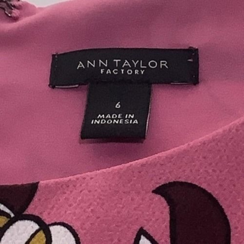 Ann Taylor Factory Midi Dress Womens 6 Pink Floral Textured Boho Full Zip - Picture 2 of 5